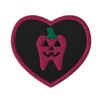 Pink Jack-O’-Lantern Tooth Embroidered Heart Patch
