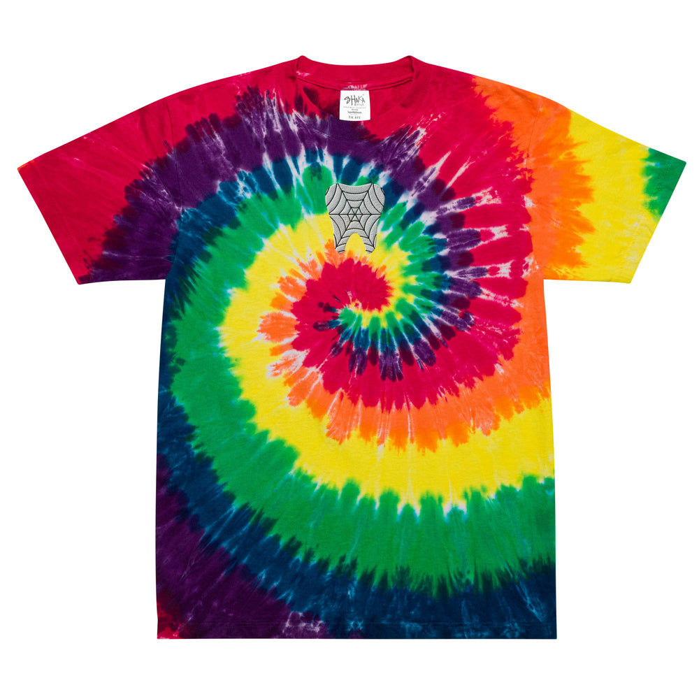 Webbed White Tooth Embroidered Oversized tie-dye t-shirt