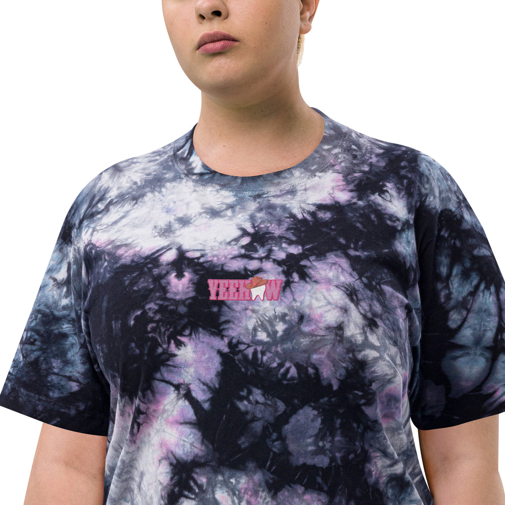 
            
                Load image into Gallery viewer, Yeehaw (YEEH🦷W) Embroidered Oversized tie-dye t-shirt
            
        