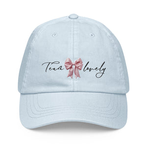 Team Lovely Pink Bow Embroidered Pastel Baseball Hat