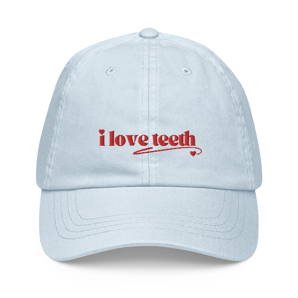 I love teeth embroidered heart Pastel baseball hat