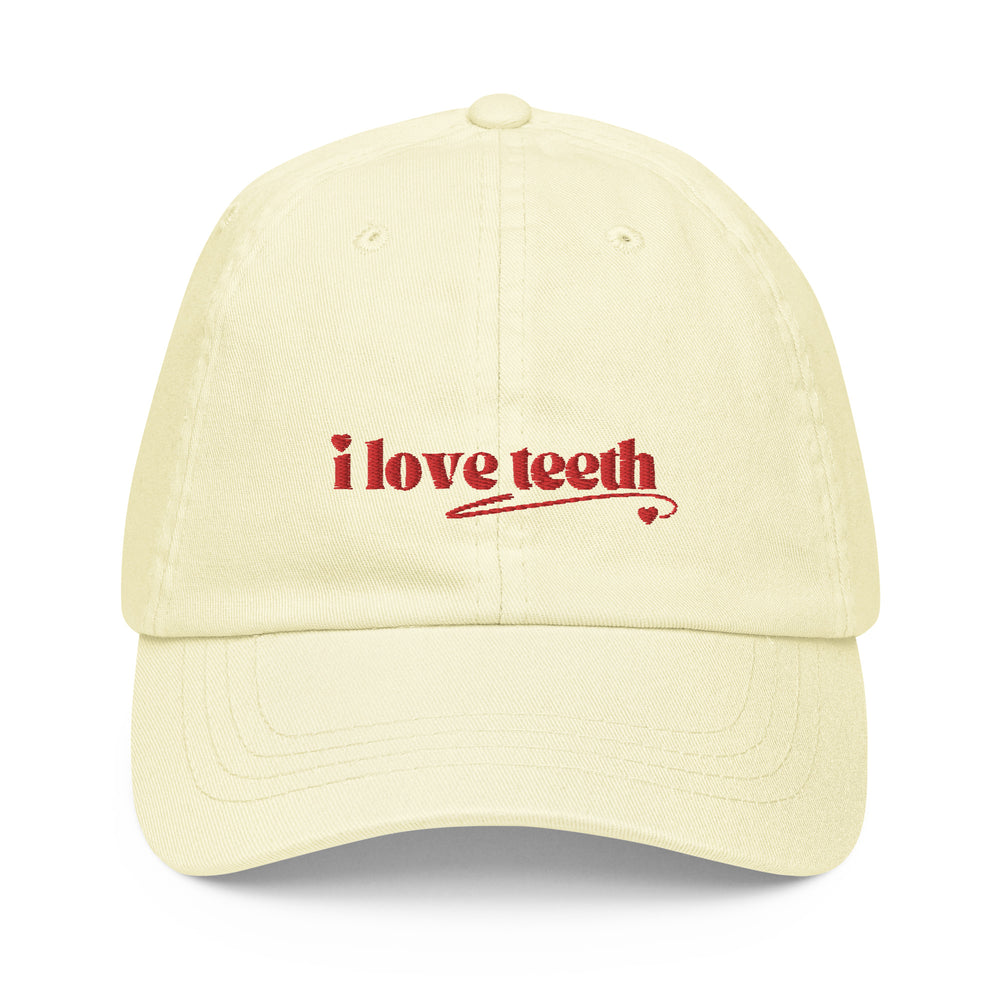 I love teeth embroidered heart Pastel baseball hat