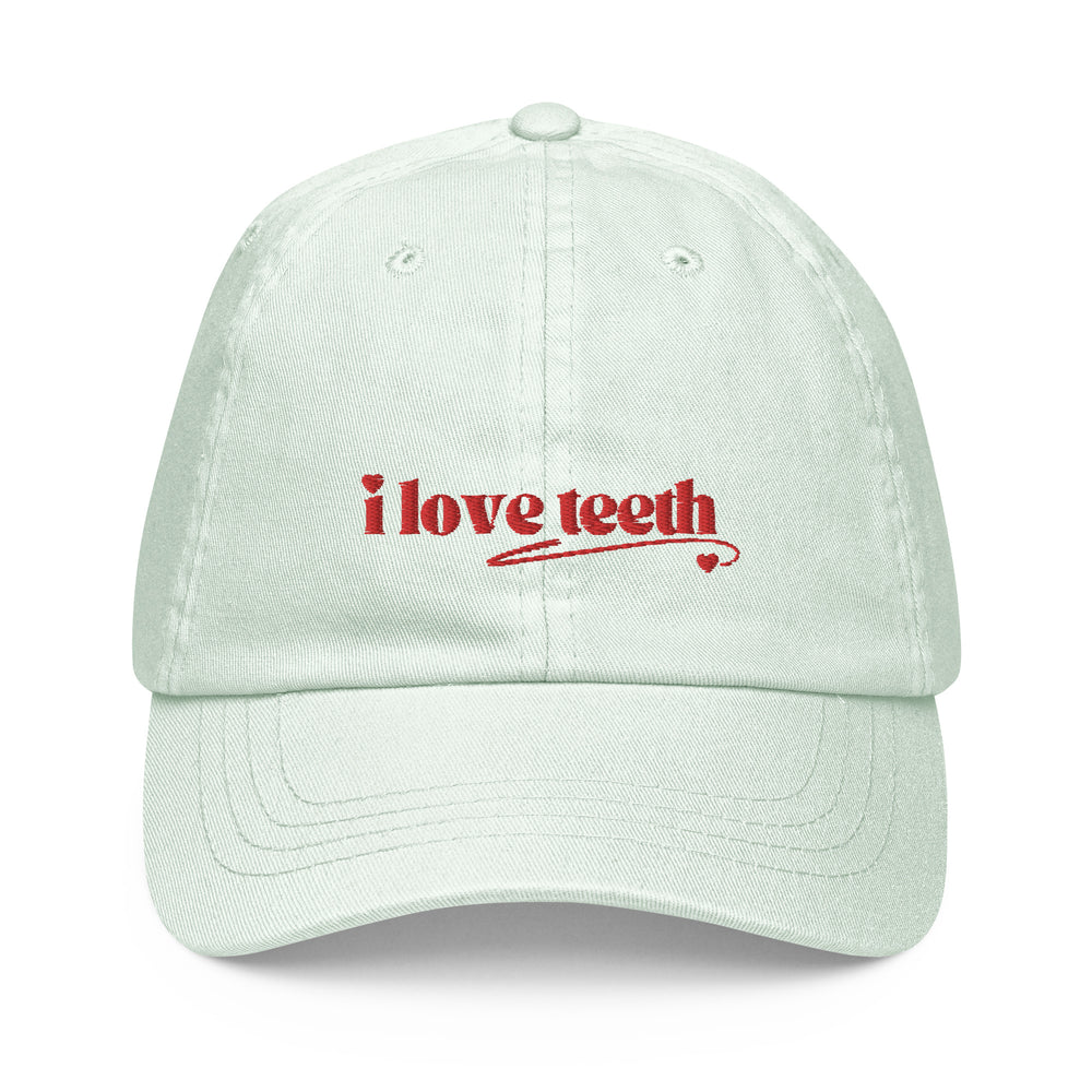 I love teeth embroidered heart Pastel baseball hat