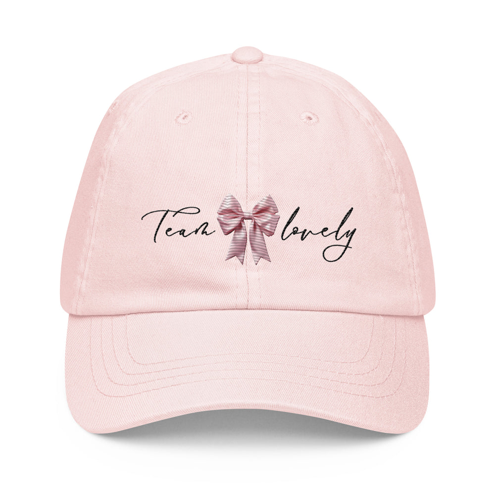 Team Lovely Pink Bow Embroidered Pastel Baseball Hat