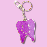 Happy Tooth - Purple Glitter Key Ring