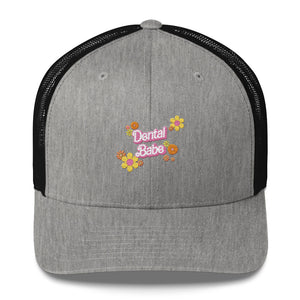 Dental Babe Floral Retro Embroidered Trucker Cap