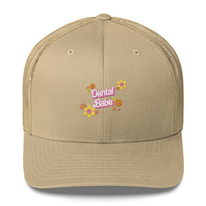 Dental Babe Floral Retro Embroidered Trucker Cap