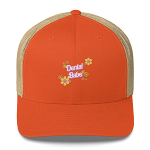 Dental Babe Floral Retro Embroidered Trucker Cap