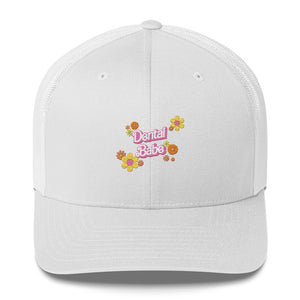 Dental Babe Floral Retro Embroidered Trucker Cap