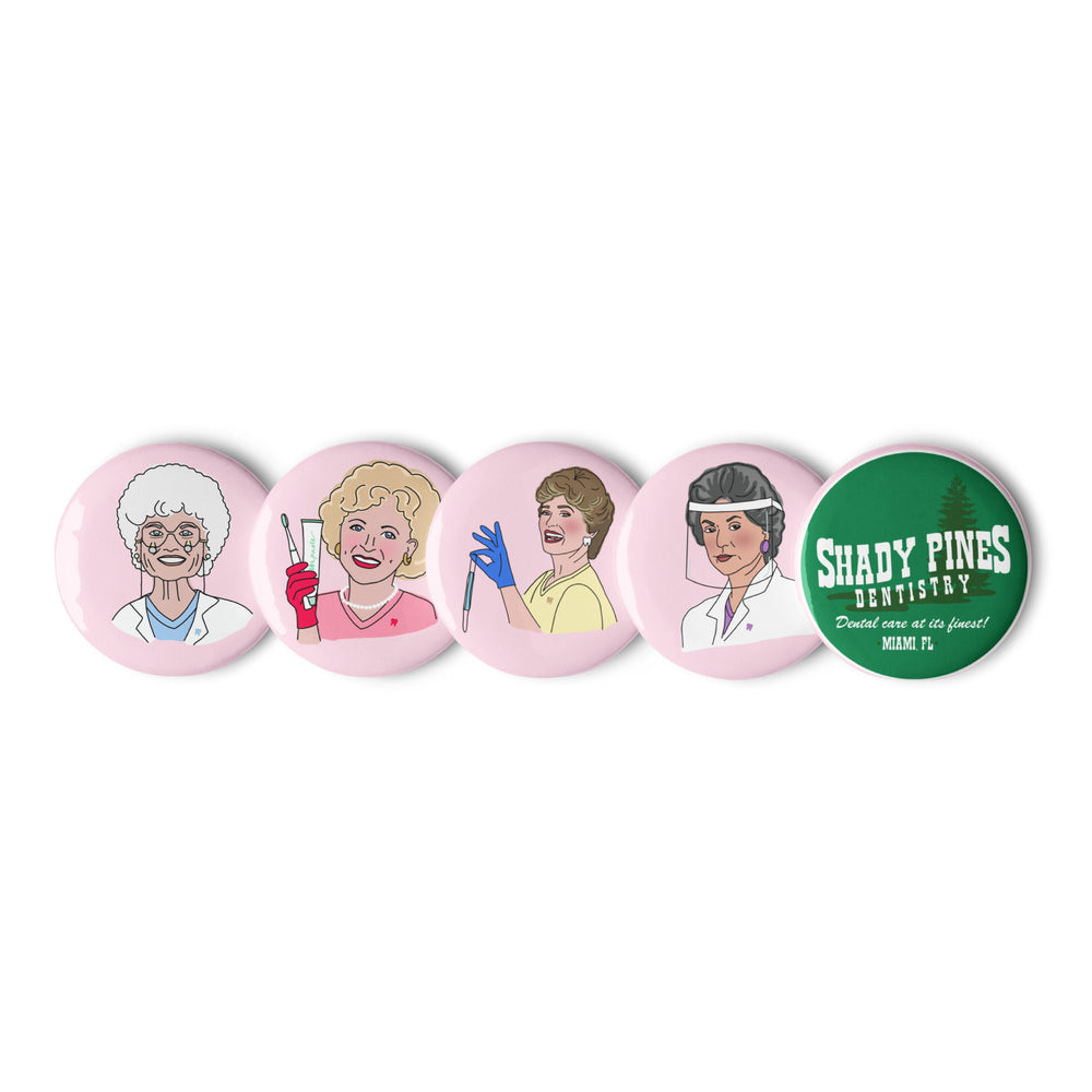 
            
                Load image into Gallery viewer, The Golden Gals Shady Pines Set of Pin Buttons
            
        