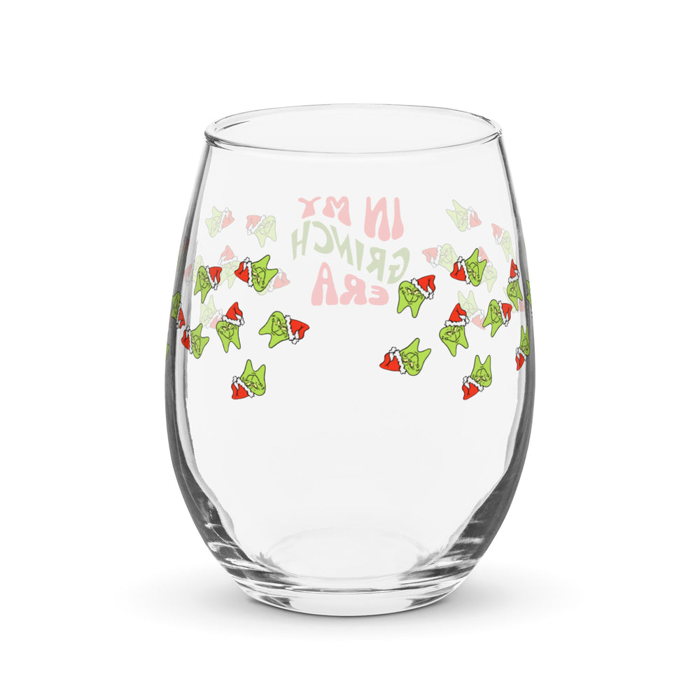He's a Mean One Tooth Stemless wine glass