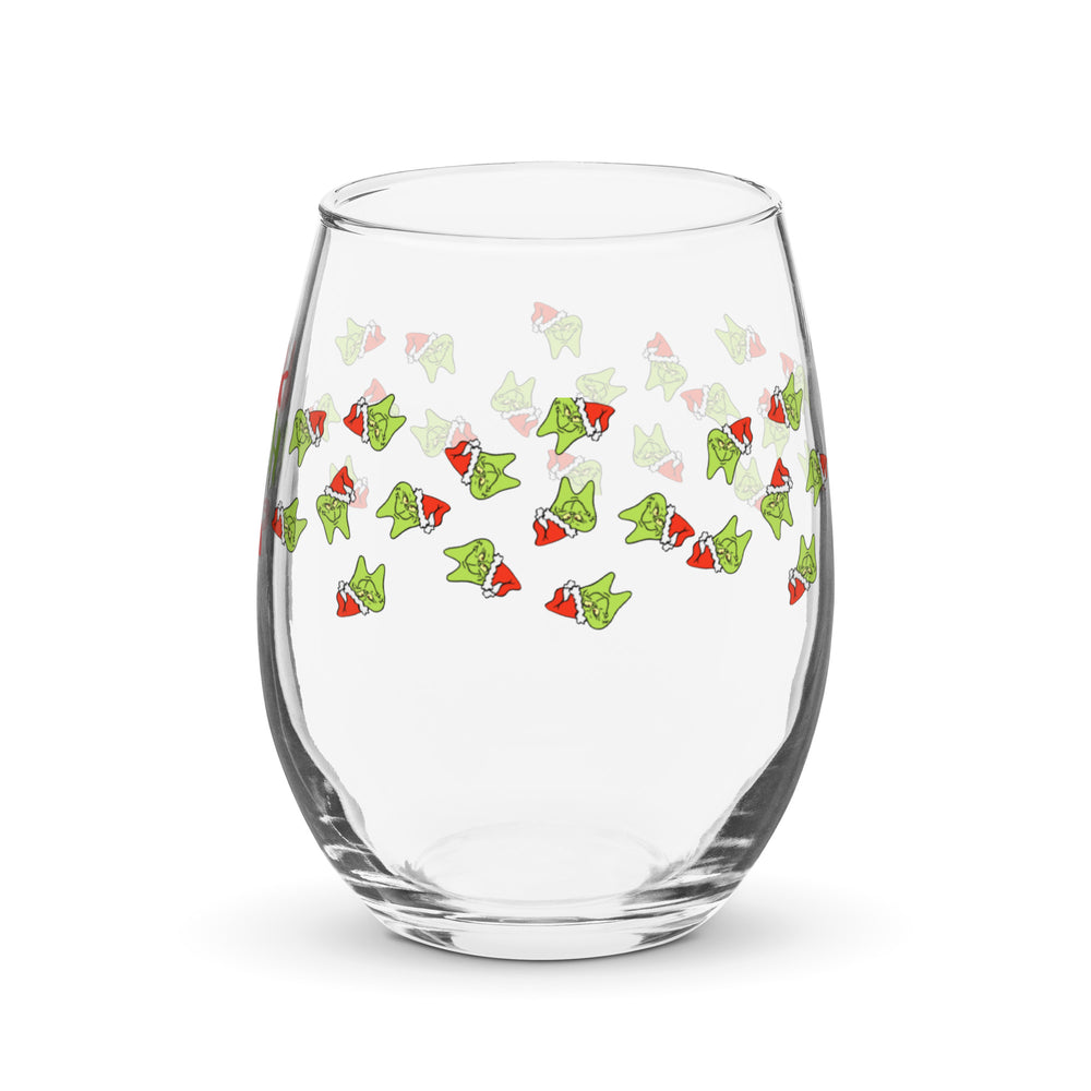 He's a Mean One Tooth Stemless wine glass