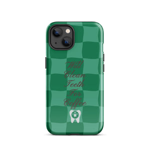 Will Clean Teeth For Coffee Tough Case for iPhone®- Green Version