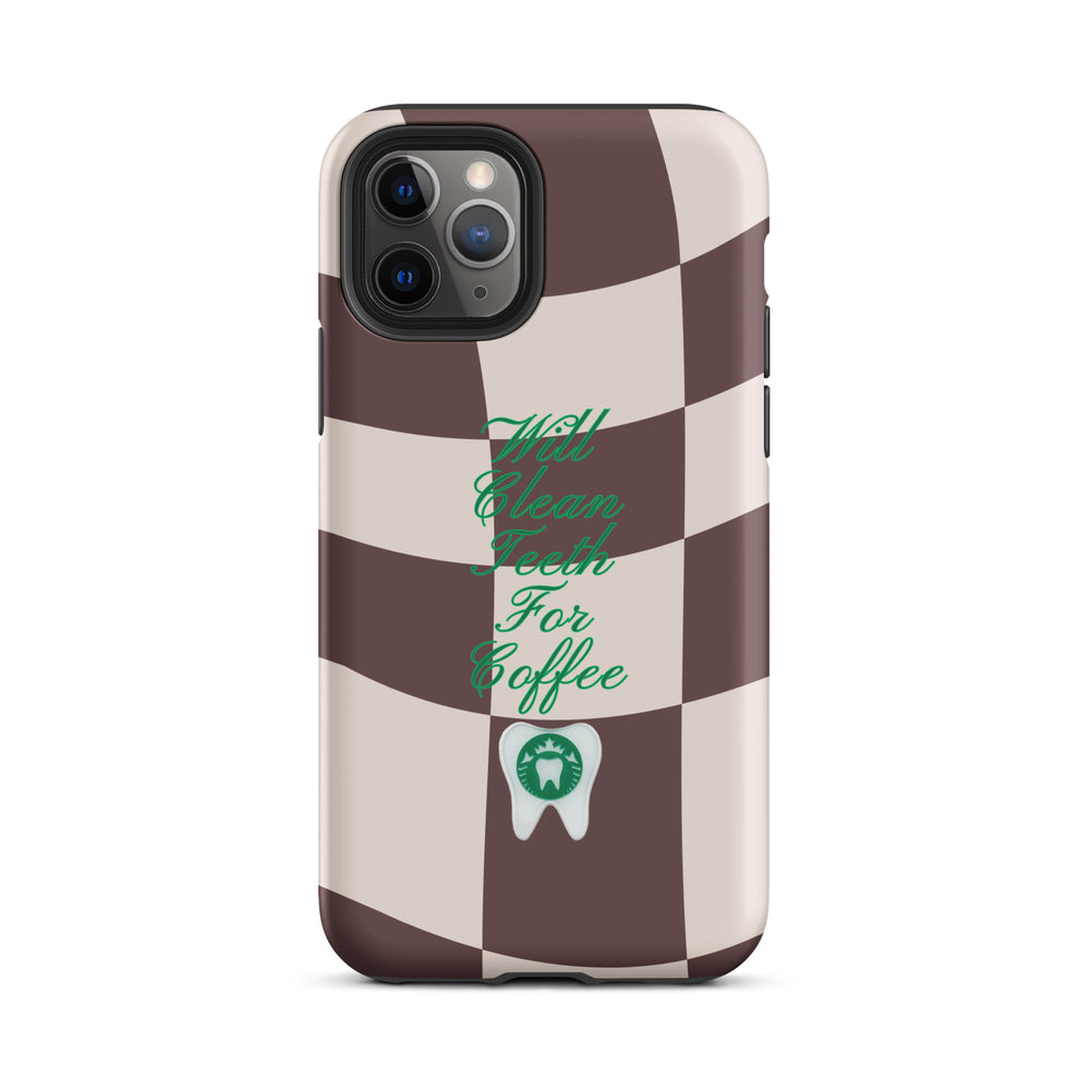 Will Clean Teeth For Coffee Tough Case for iPhone®- Brown Version