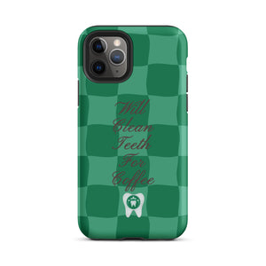 Will Clean Teeth For Coffee Tough Case for iPhone®- Green Version