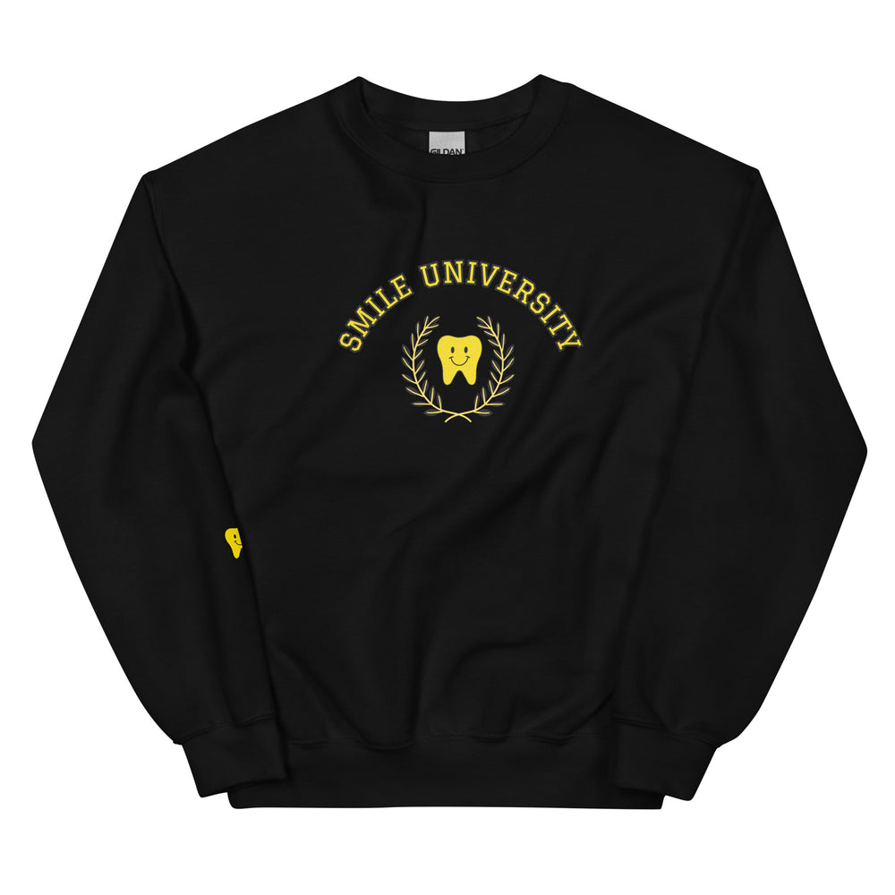 Smile University Happy Tooth Sweatshirt- Yellow & Black