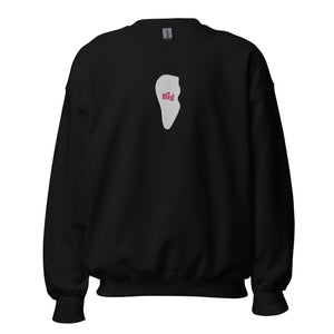 ”Big” Tooth Embroidered Sweatshirt- White Tooth Pink Letters