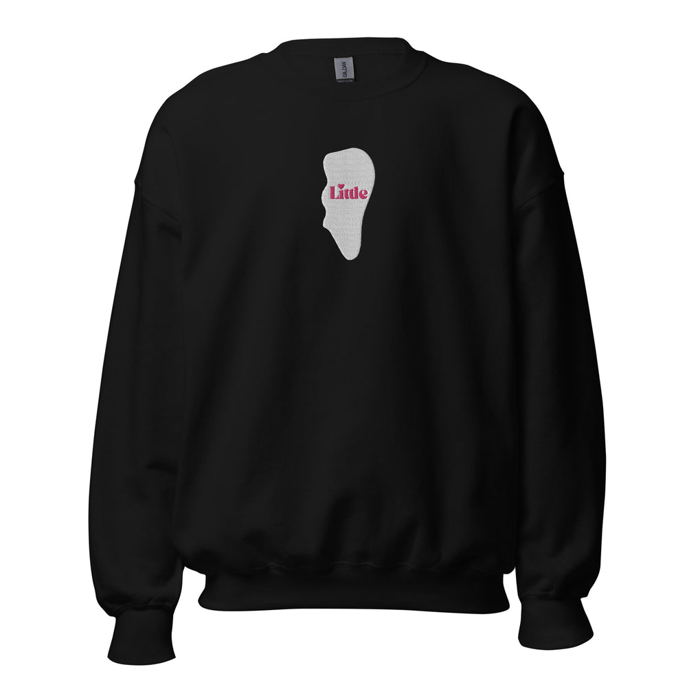 “Little” Tooth Embroidered Sweatshirt- White Tooth Pink Letters
