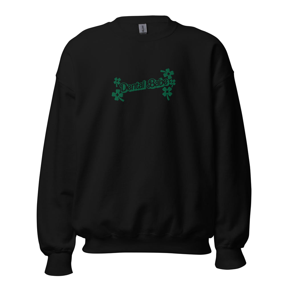 Dental Babe Tooth Clover Embroidered Sweatshirt- Green