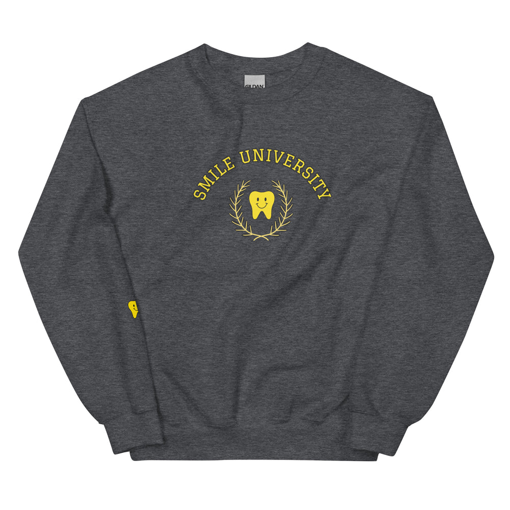 
            
                Load image into Gallery viewer, Smile University Happy Tooth Sweatshirt- Yellow &amp;amp; Black
            
        