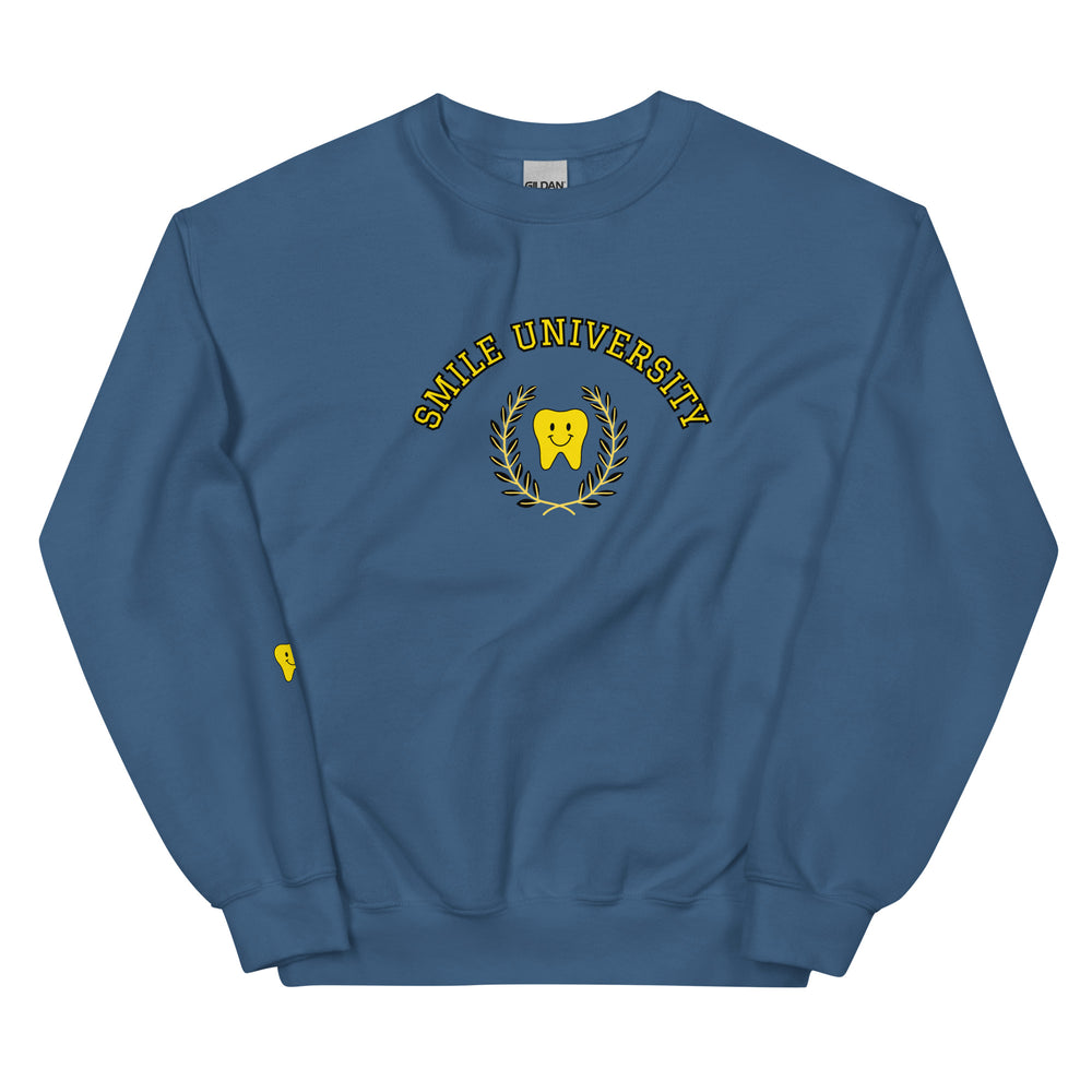 
            
                Load image into Gallery viewer, Smile University Happy Tooth Sweatshirt- Yellow &amp;amp; Black
            
        