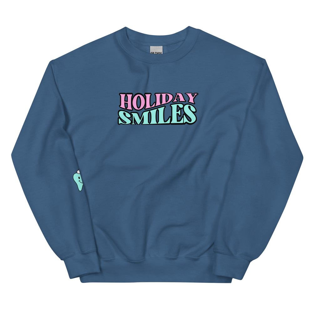 Holiday Smiles Happy Tooth Santa Sweatshirt- Turquoise & Pink