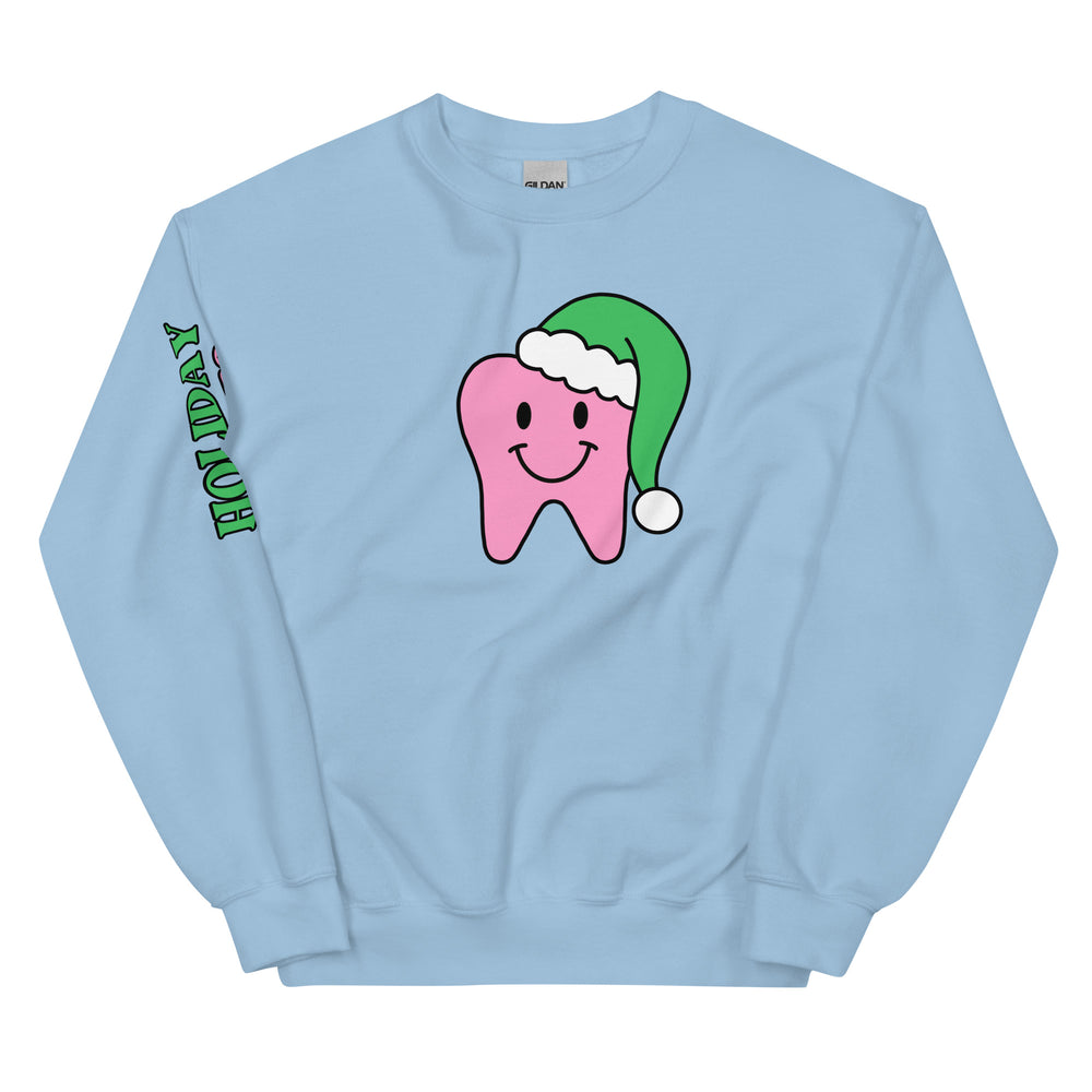 Happy Santa Tooth Holiday Smiles Sweatshirt- Pink & Green