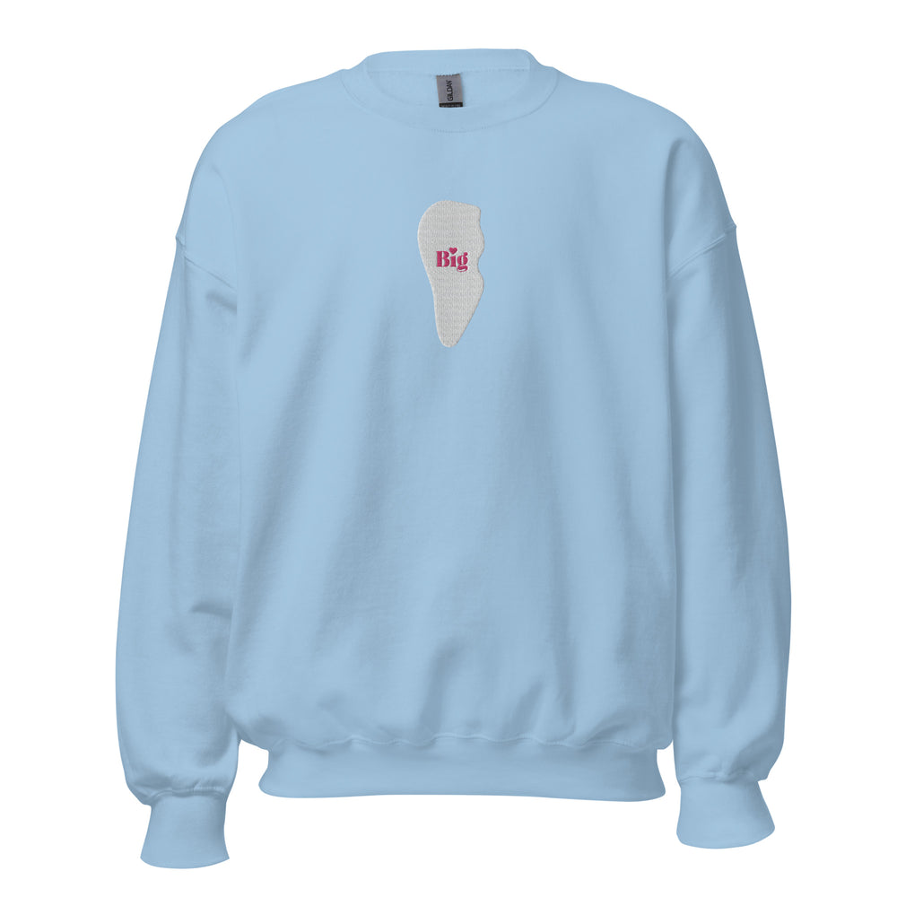 ”Big” Tooth Embroidered Sweatshirt- White Tooth Pink Letters