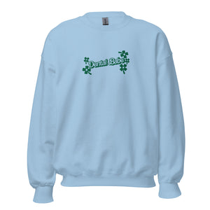 Dental Babe Tooth Clover Embroidered Sweatshirt- Green