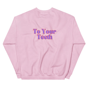 Be Nice To Your Teeth Sweatshirt Purple and Red Design