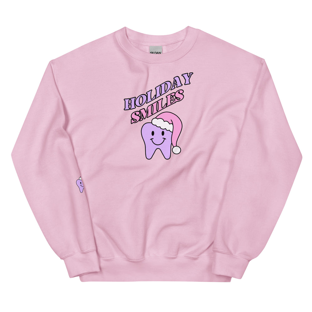 
            
                Load image into Gallery viewer, Holiday Smiles Happy Santa Tooth Sweatshirt- Lavender &amp;amp; Pink
            
        