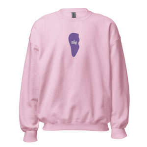 “Big” Tooth Embroidered Sweatshirt- Purple Tooth White Letters