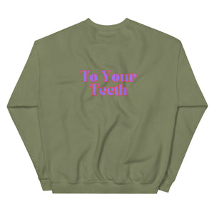 Be Nice To Your Teeth Sweatshirt Purple and Red Design