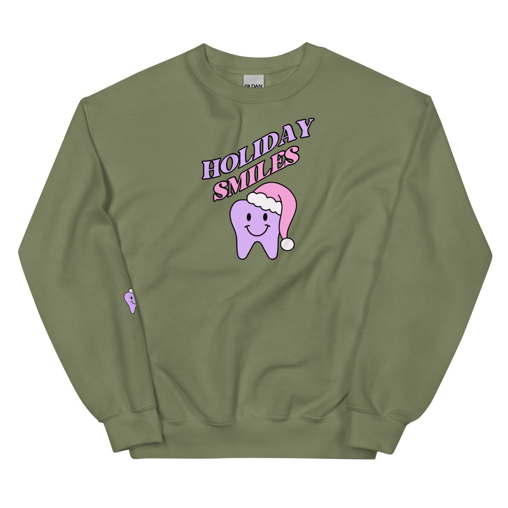 Holiday Smiles Happy Santa Tooth Sweatshirt- Lavender & Pink