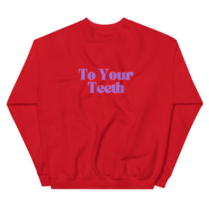 Be Nice To Your Teeth Sweatshirt Purple and Red Design