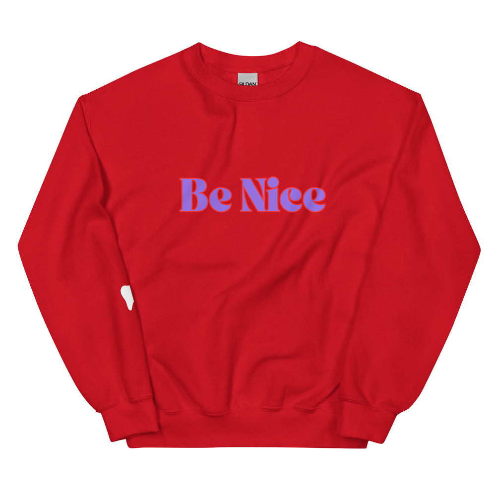 Be Nice To Your Teeth Sweatshirt Purple and Red Design