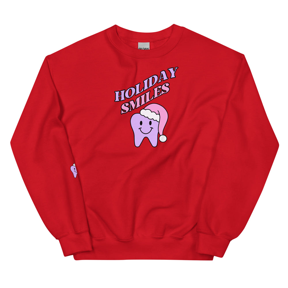 Holiday Smiles Happy Santa Tooth Sweatshirt- Lavender & Pink