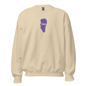 ”Little” Tooth Embroidered Sweatshirt- Purple Tooth White Letters