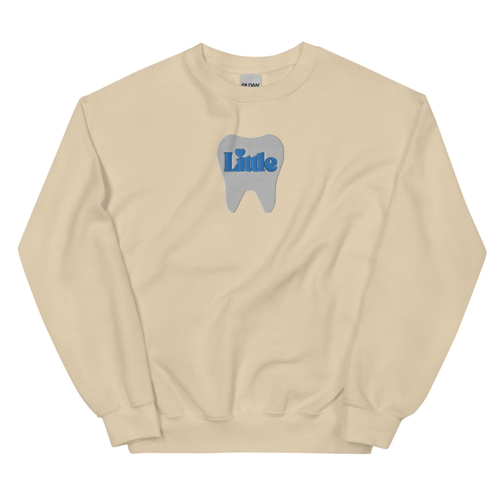 ”Little” Full Tooth Embroidered Sweatshirt- Blue Design