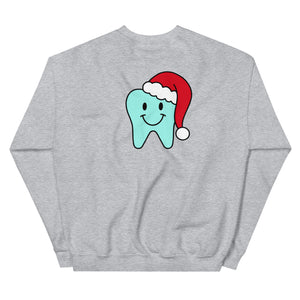 Holiday Smiles Happy Santa Tooth Sweatshirt- Turquoise & Red
