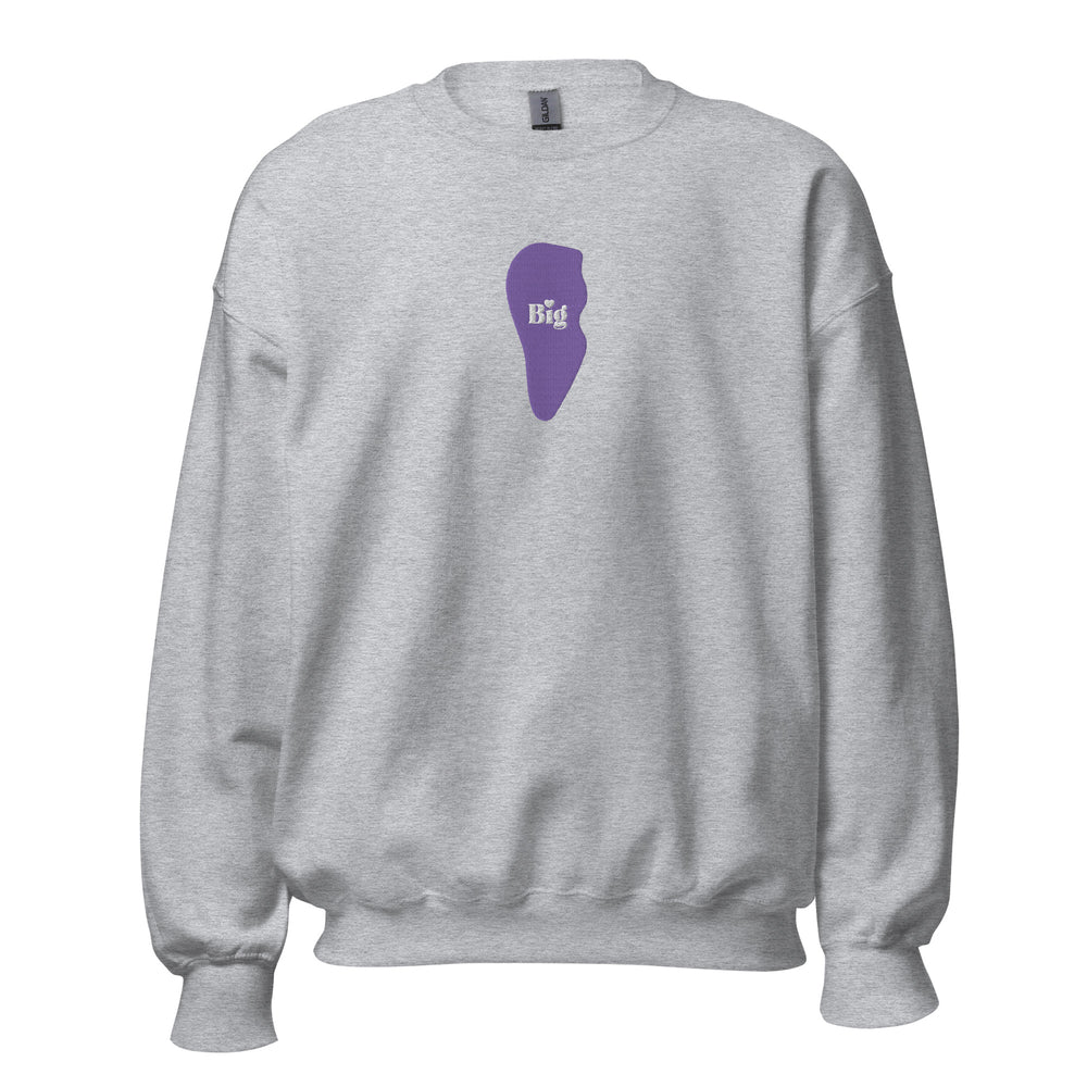 “Big” Tooth Embroidered Sweatshirt- Purple Tooth White Letters