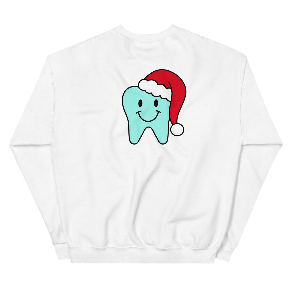 Holiday Smiles Happy Santa Tooth Sweatshirt- Turquoise & Red