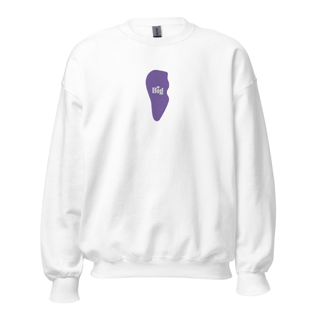 “Big” Tooth Embroidered Sweatshirt- Purple Tooth White Letters