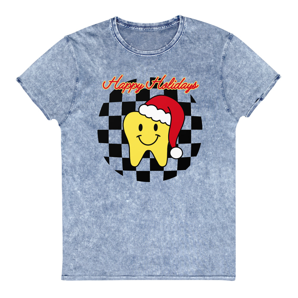 Happy Holidays Santa Tooth Denim T-Shirt