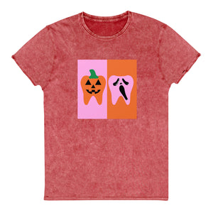 Jack-o'lantern Tooth and Scream Ghostface Tooth Denim T-Shirt