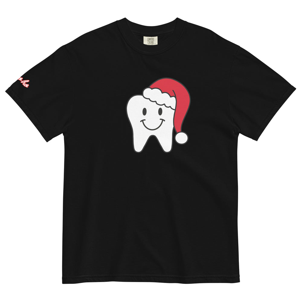 Happy Santa Tooth-Garment-Dyed Heavyweight T-Shirt White & Red