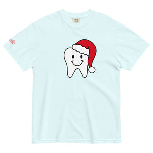 Happy Santa Tooth-Garment-Dyed Heavyweight T-Shirt White & Red