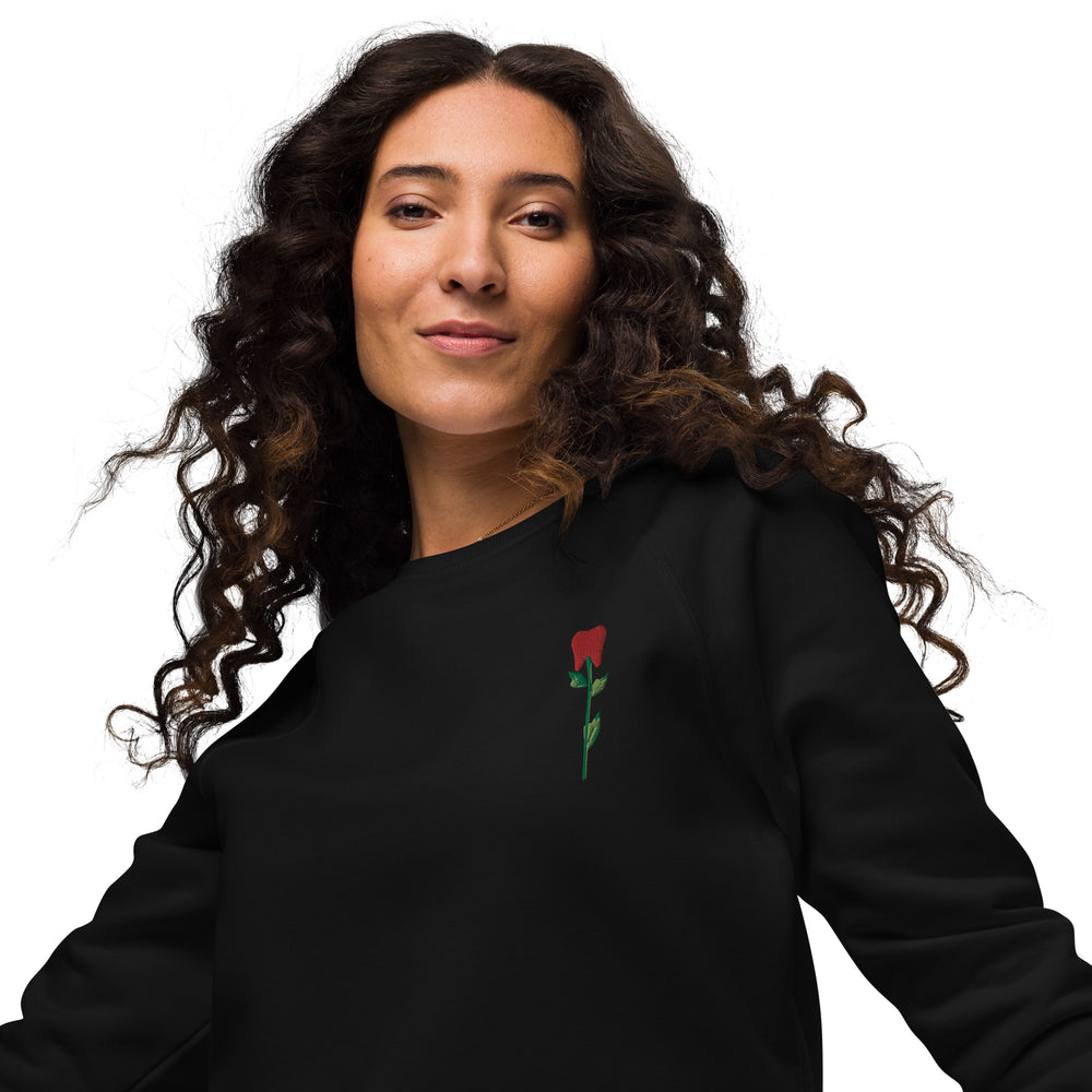 Tooth Rose Embroidered X🦷X🦷  Organic Raglan Sweatshirt