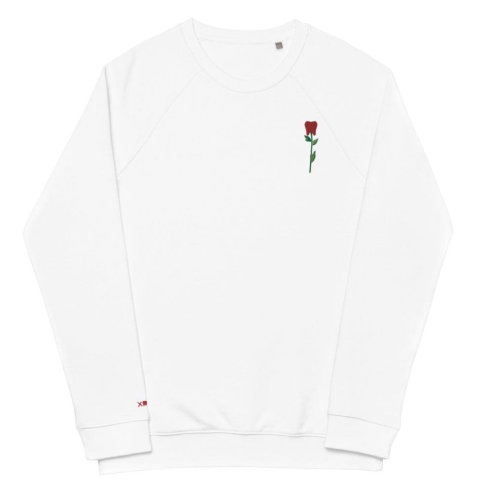 Tooth Rose Embroidered X🦷X🦷  Organic Raglan Sweatshirt