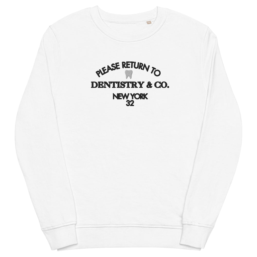 Please Return To Dentistry & Co. Embroidered Organic Sweatshirt